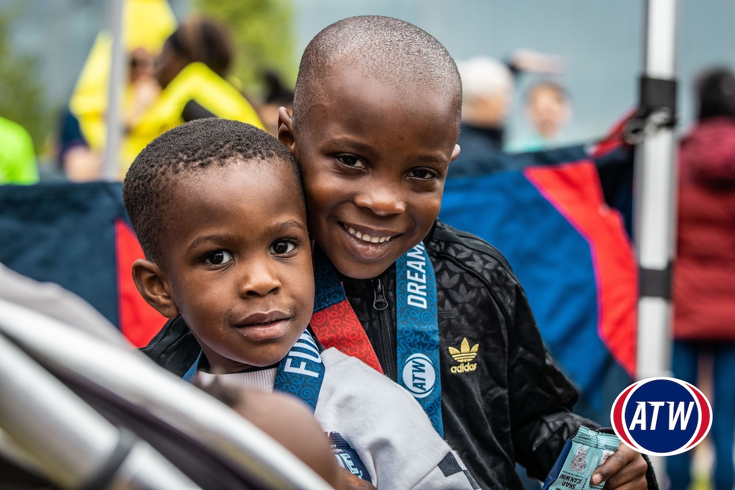 Two boys after finishing the fun run
