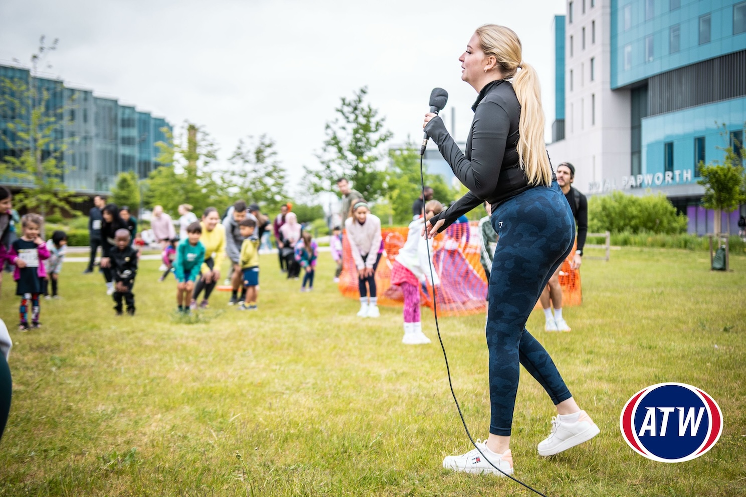 Leading the warm up at CBC Fun Run