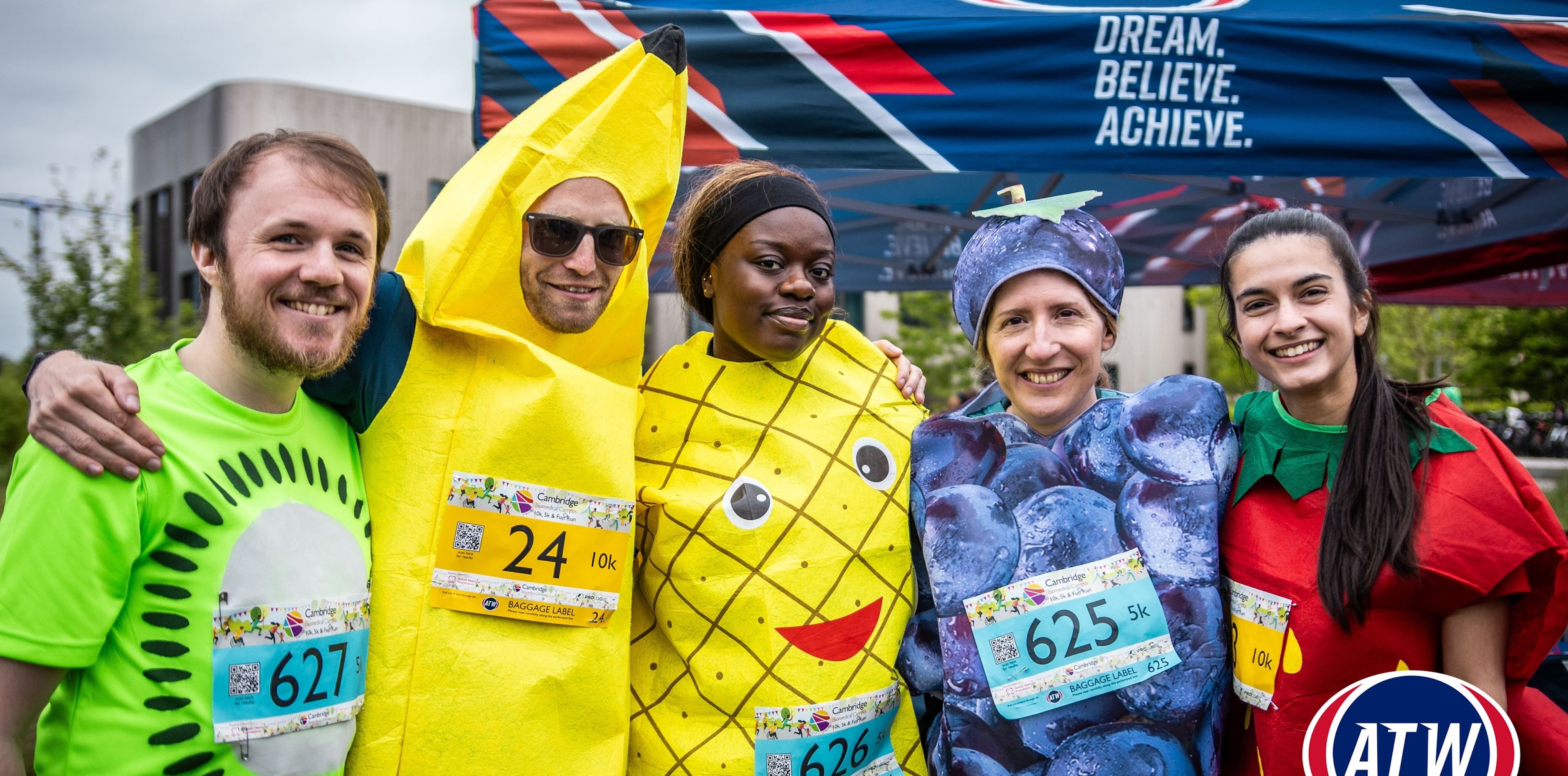 Runners dressed as fruit at The CBC Fun Run